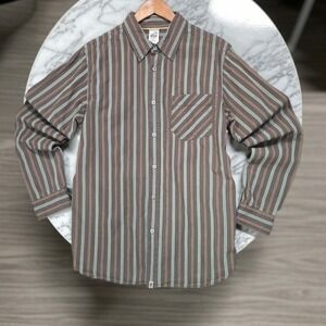 The North Face A5 Series Mens Brown Teal Striped Cotton Button Down Shirt AP6X M